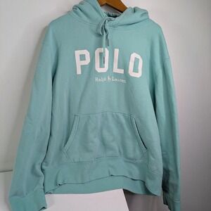 Polo Ralph Lauren Men's Sweatshirt Large Hooded Spellout Fleece Pullover